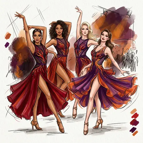 Captivating Latin Dance Costume Design Illustration