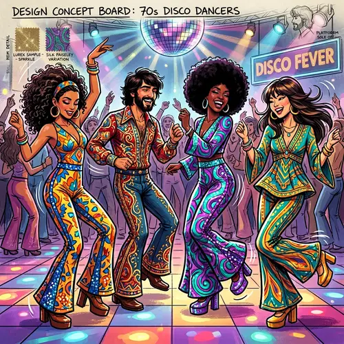 Fabulous 70s Dancer Costumes | Retro Style Sketches