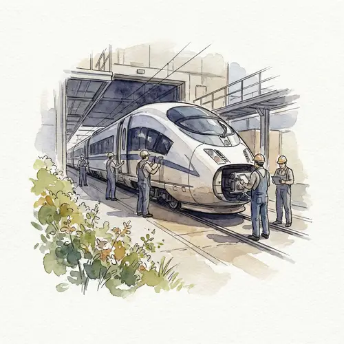 Watercolor Painting of Modern Train Inspection