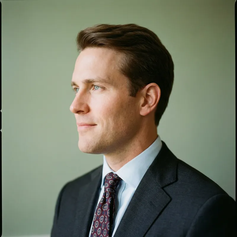 Profile Portrait of a Man in a Dark Suit