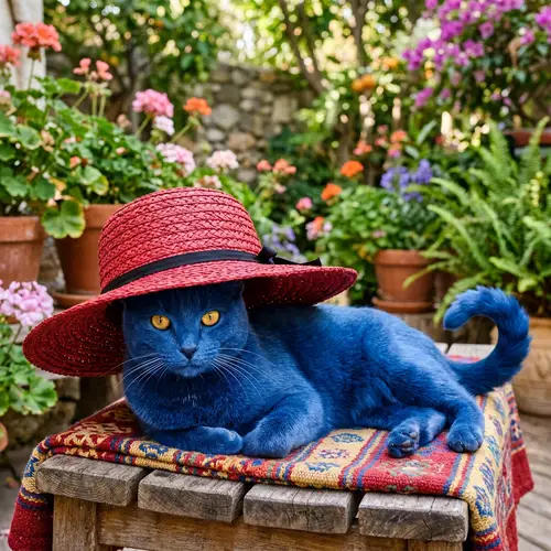 Blue Cat in a Red Hat: Whimsical Charm