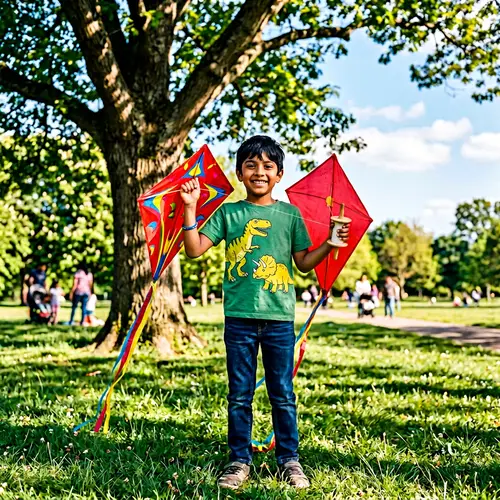 Smiling South Asian Boy Flying Kite in Park | XYZ Website