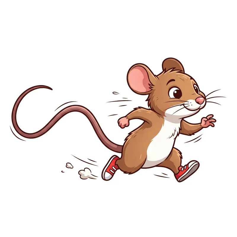 Cartoon Running Mouse with Long Tail Cartoon Running Mouse with Long Tail
