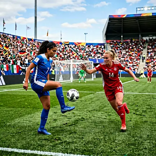Female Soccer Players in Sportive Action on Football Field