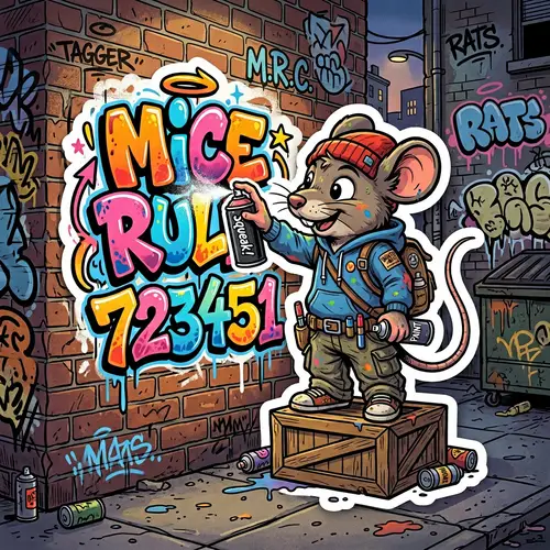 Graffiti Writer Mouse - Comic Style Sticker Art