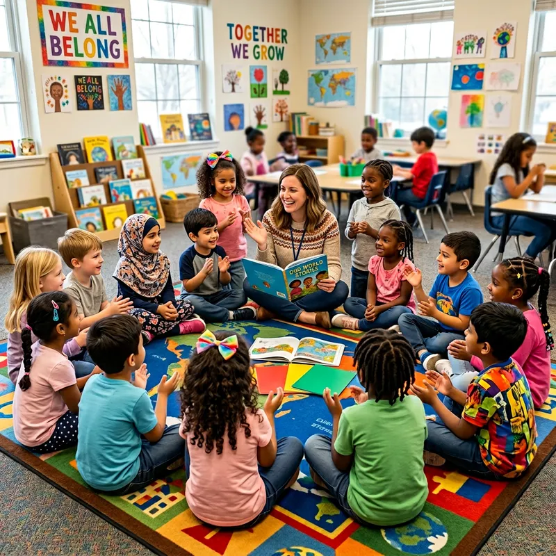 Harmonious Group Activity with Diverse Children and Teacher