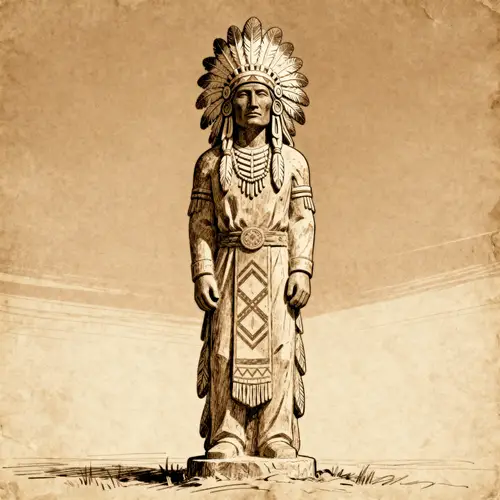 Retro American Indian Statue Illustration