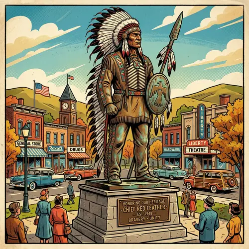 Retro American Indian Statue Illustration