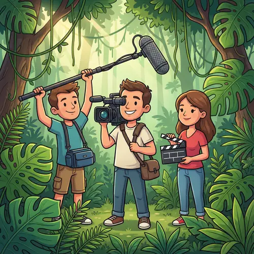 Film Crew in Jungle - Vibrant Avatar Illustration