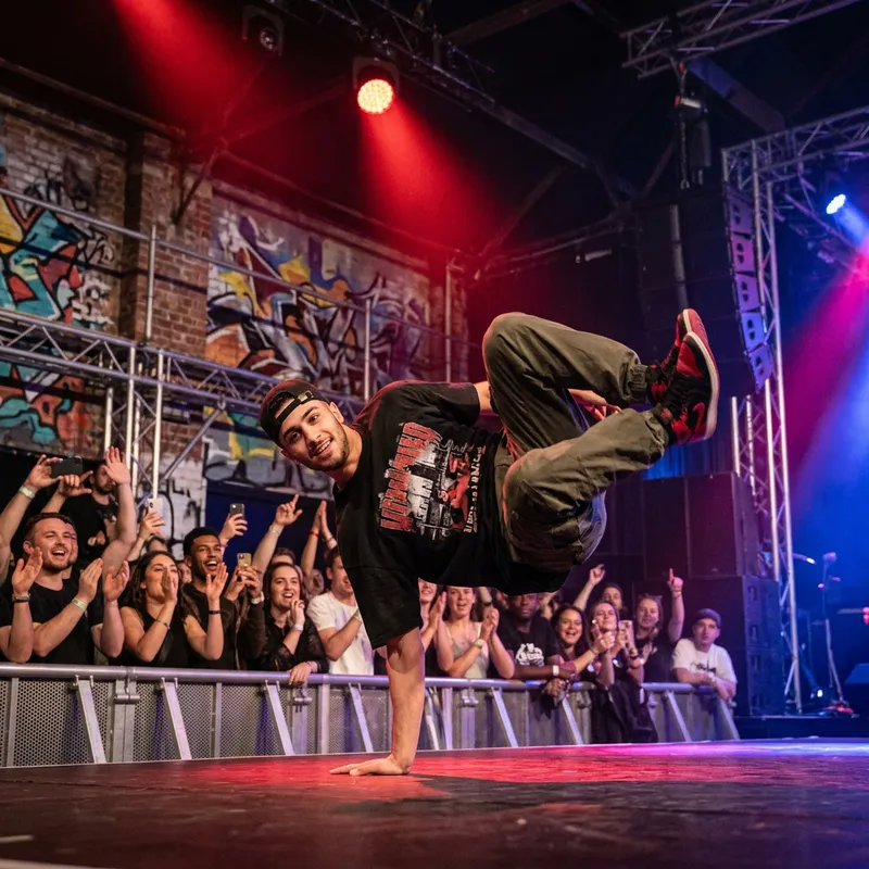 Hip-Hop Stage Dancer in Red Spotlights | Urban Dance Performance