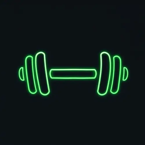 Minimalistic 2D Neon Green Dumbbell Icon