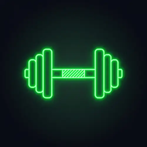 Minimalistic 2D Neon Green Dumbbell Icon