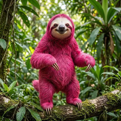 Cute 3-Toed Sloth Illustration in Pink