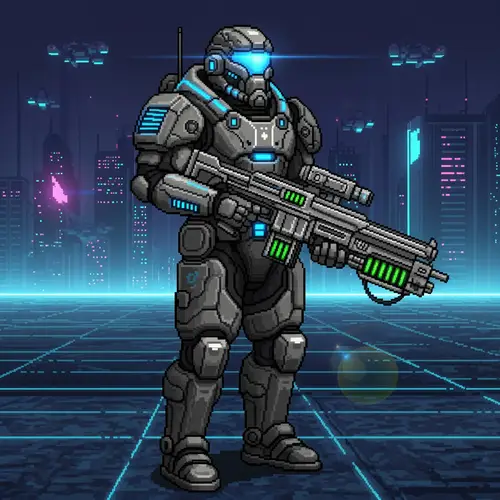Futuristic Pixel Art Soldier Design