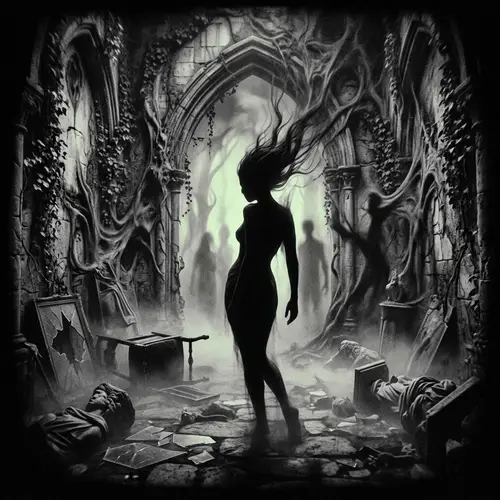 Surreal Twisted Horror Woman Silhouette Art