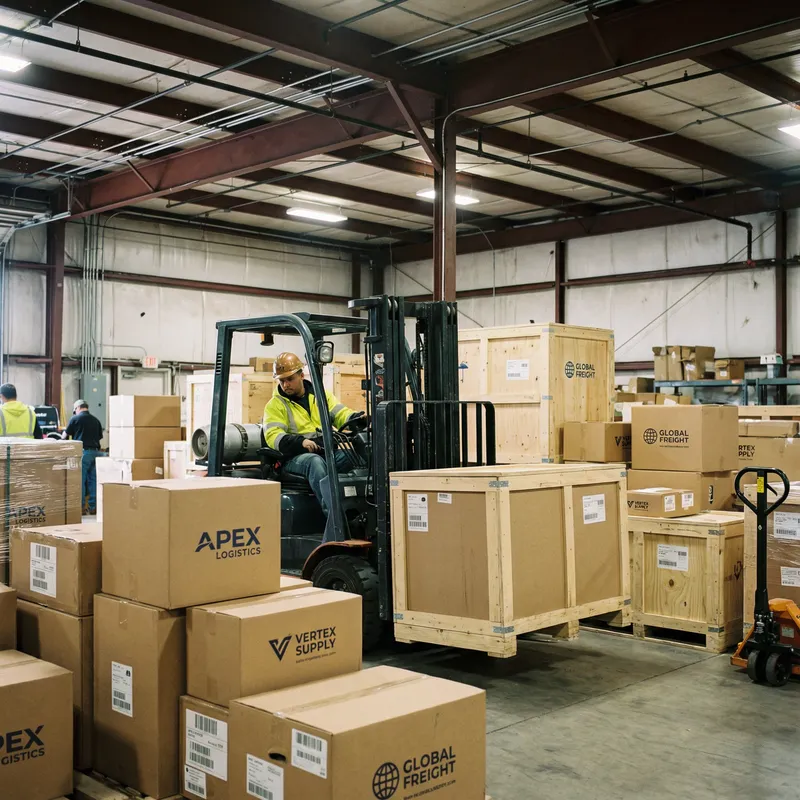 Efficient Forklift Material Handling in Warehouse