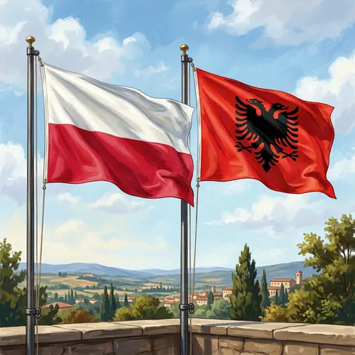 Polish and Albanian Flags: Side by Side Illustration