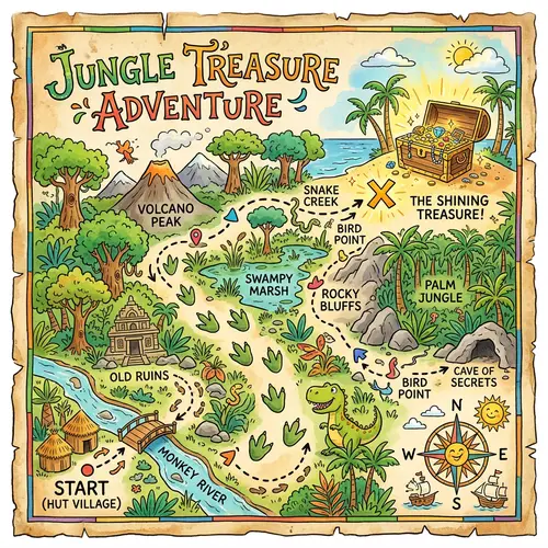 Colorful Treasure Map Adventure for Kids