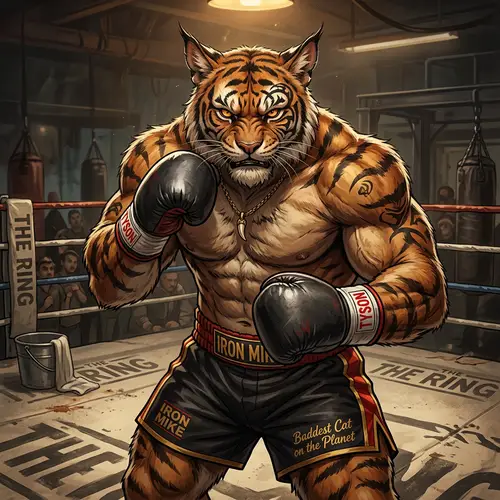 Mike Tyson as a Cat Fursona - Unique Character Design