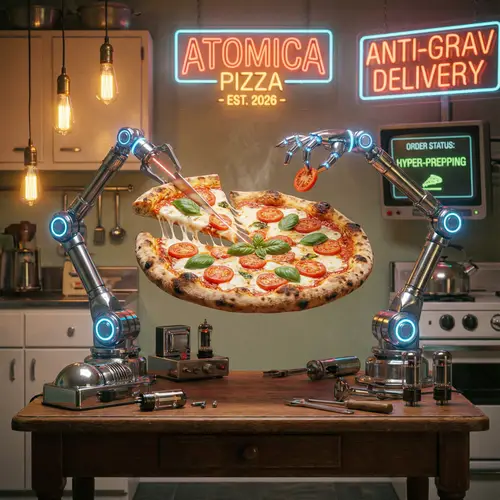 Retro-Futuristic Pizza Delights: A Culinary Adventure