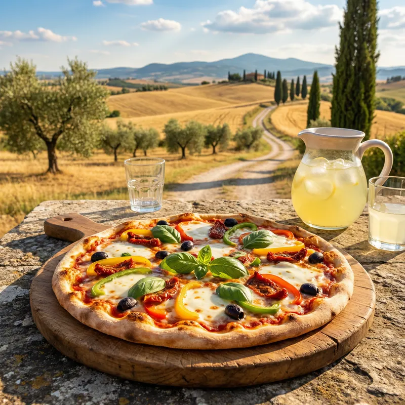 Delicious Pizza in Italian Countryside Delicious Pizza in Italian Countryside