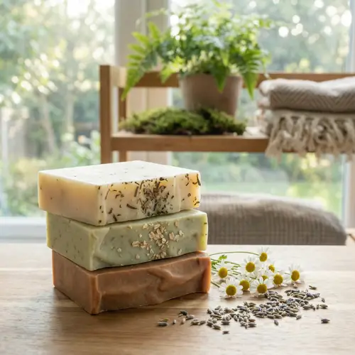 Handcrafted Natural Bar Soaps with Delicate Flowers | Rustic Charm
