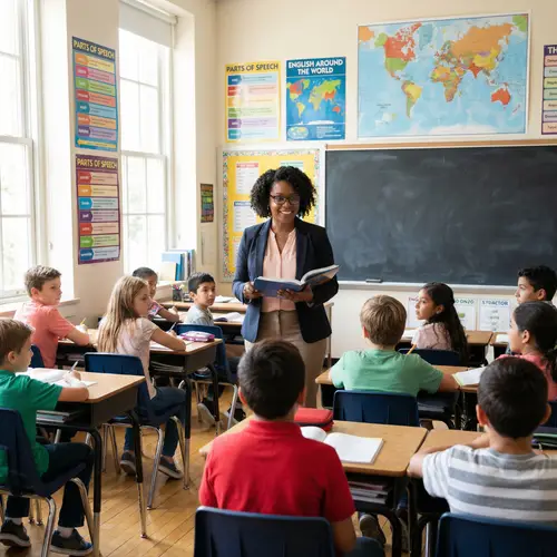 Bright School Classroom English Language Lesson