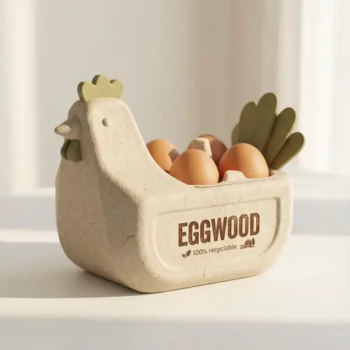 Eco-Friendly Chicken-Shaped Egg Carton - EGGWOOD