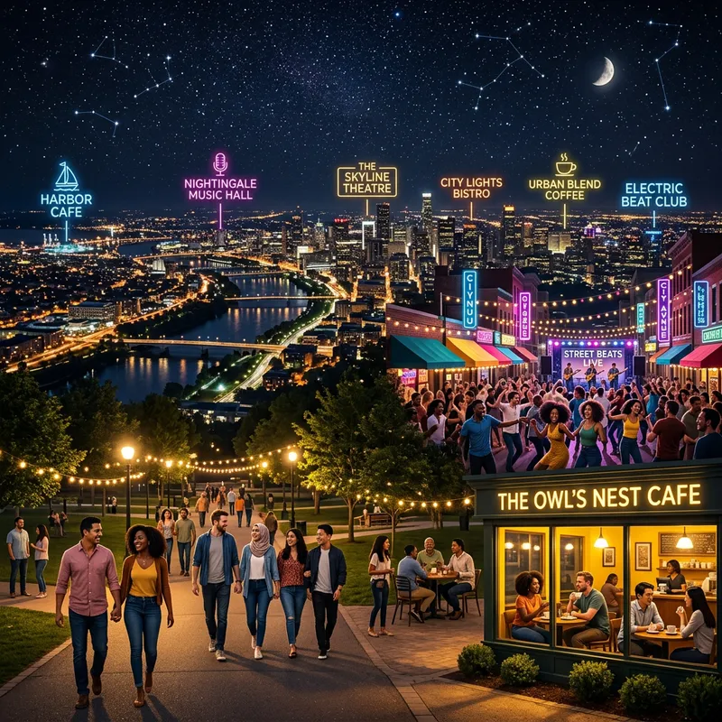 City Panorama Sparkling with Favorite Places, Smiling People, and Cozy Cafe Vibes