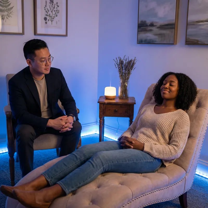 Hypnotherapy Session | Tranquil Scene with Asian Male Therapist