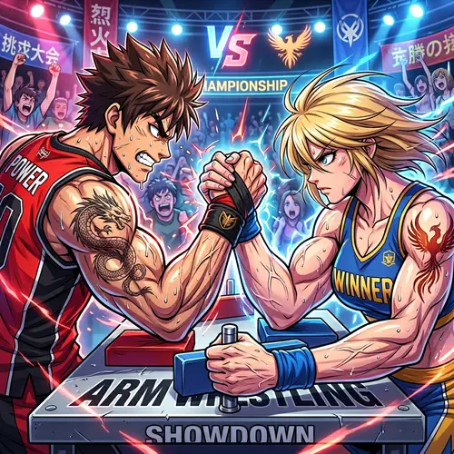 Anime-Styled W Letter Arm Wrestling Logo