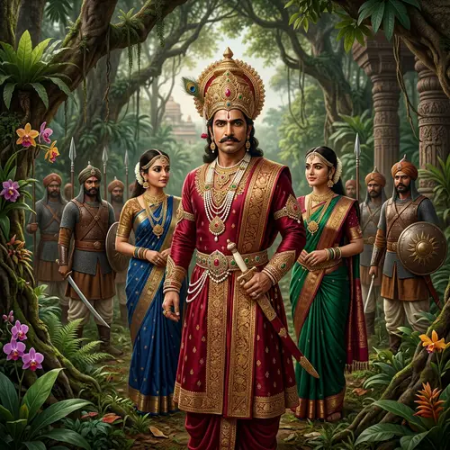 Majestic Ancient Indian King in Royal Attire