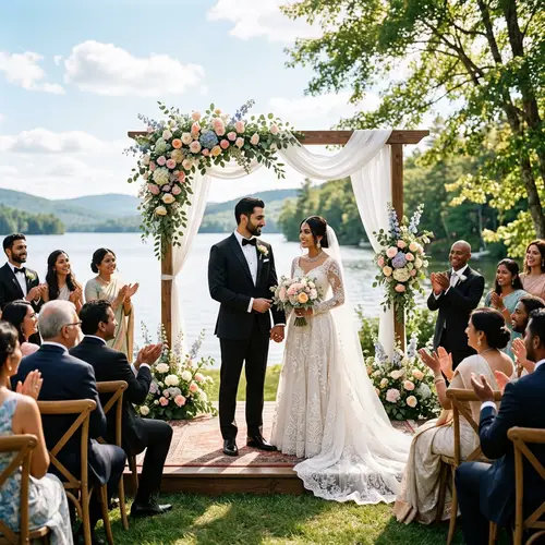 Outdoor Wedding Ceremony with Diverse Guests