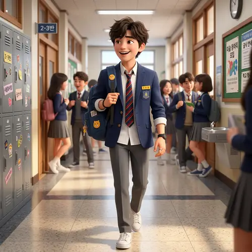 3D Animated High School Boy Character in Korean Style
