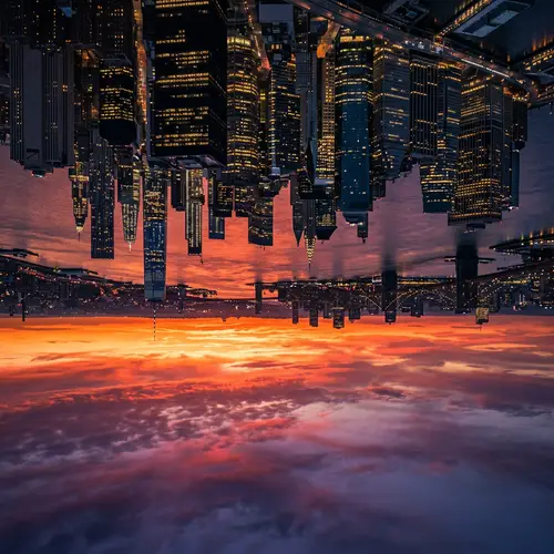 Twilight Cityscape Digital Artwork | Financial District Grandeur