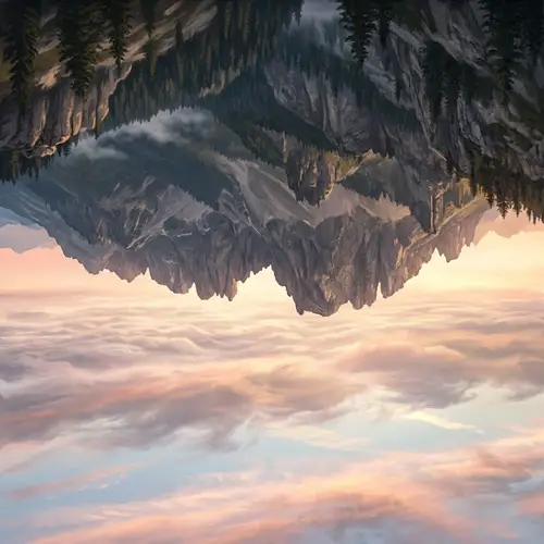 Inverted Realistic Mountain Range Painting | Nature's Resilience