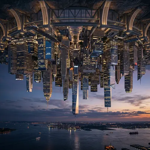 Inverted Cityscape - Financial District Sophistication