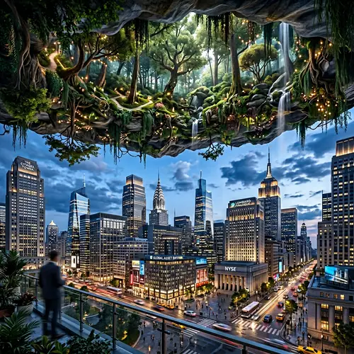 Sophistication of Financial District in Upside Nature Art