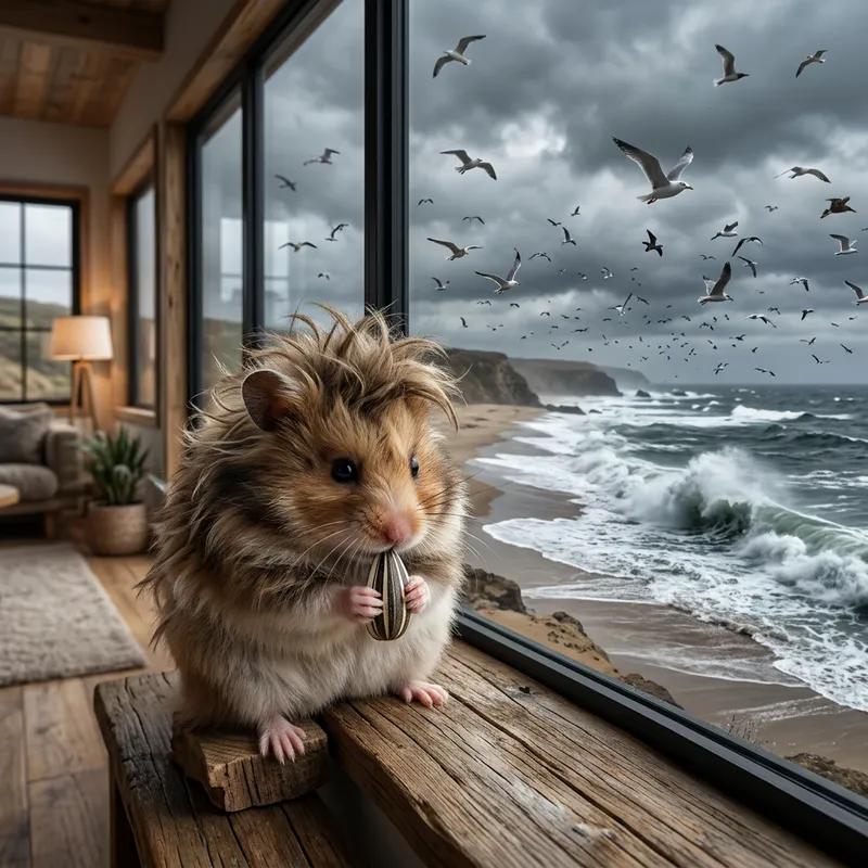 Cute Fluffy Hamster Ficus Enjoys Sunflower Seeds Cute Fluffy Hamster Ficus Enjoys Sunflower Seeds