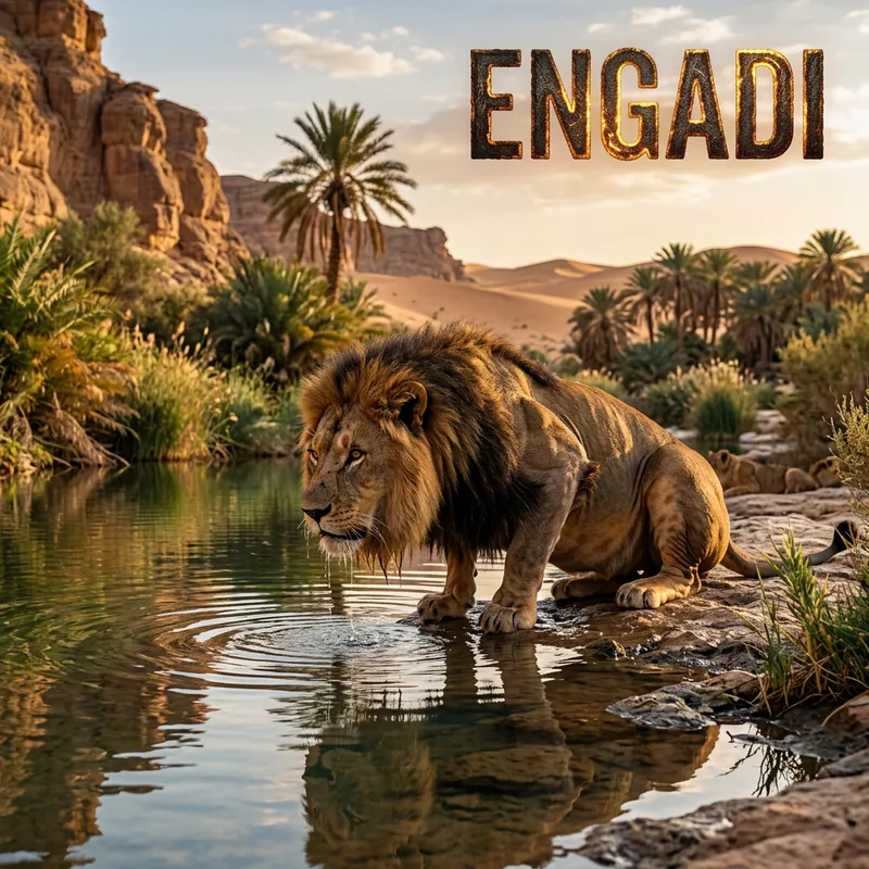 Engadi - An Enigmatic Lion at an Oasis | Impactful Visual