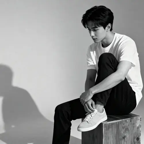 Casual Black and White Portrait of a Young Man