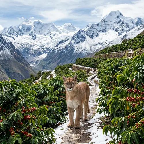 Puma in a Snowy Mountain Landscape