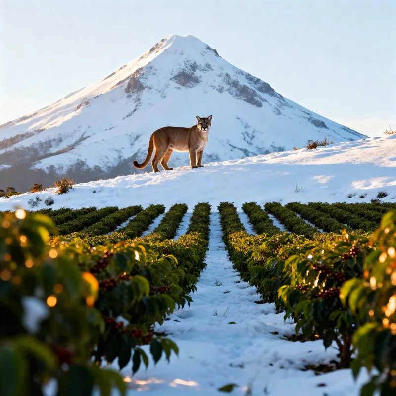 Puma in a Snowy Mountain Landscape