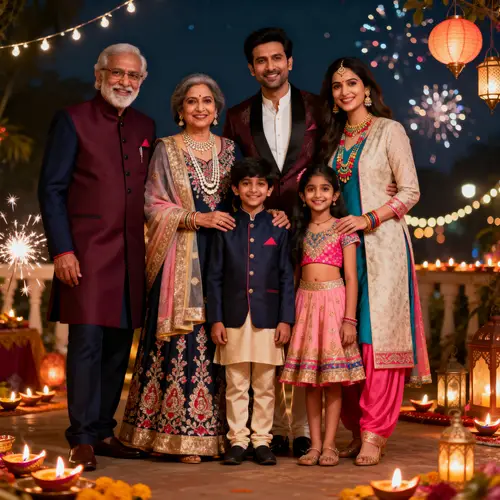 Happy Indian Family Celebrating Diwali with Style