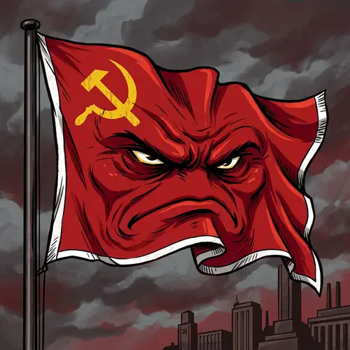 Furious USSR Flag Illustration with Hammer and Sickle