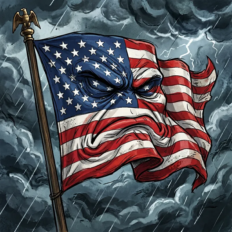 Angry USA Flag Image | Patriotic Illustration