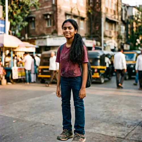 Adolescent Indian Girl with Acne and Voluminous Hair
