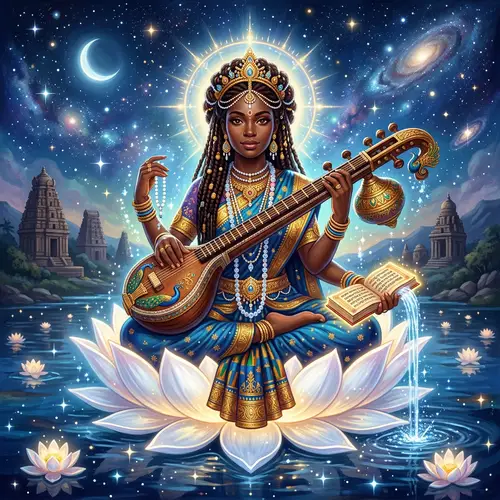 African Goddess Saraswathy Illustration
