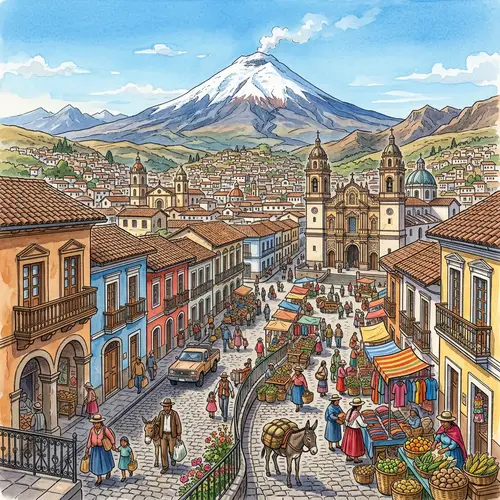 Panoramic View of Latacunga City in Ecuador