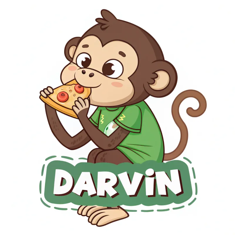 Cute Monkey Pizza Sticker - Darvin Design
